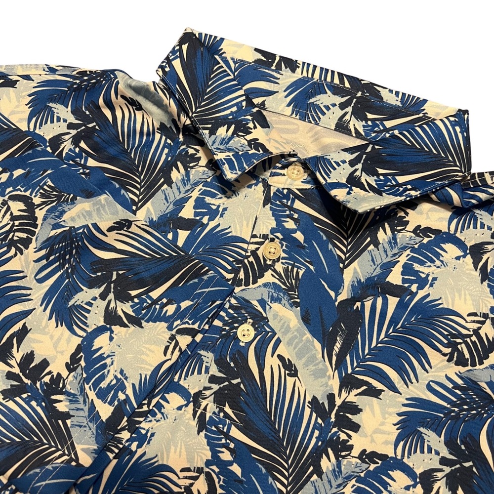 Southern Tide Mens XL Tropical Palm Leaf‎ Print Polo Shirt Short Sleeve